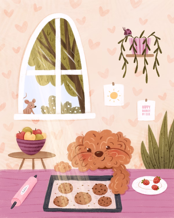 Someone couldn’t wait… 🍪🐶
#cozyillustration #cutedog #storybookillustration #kidlitart #animalillustrations
